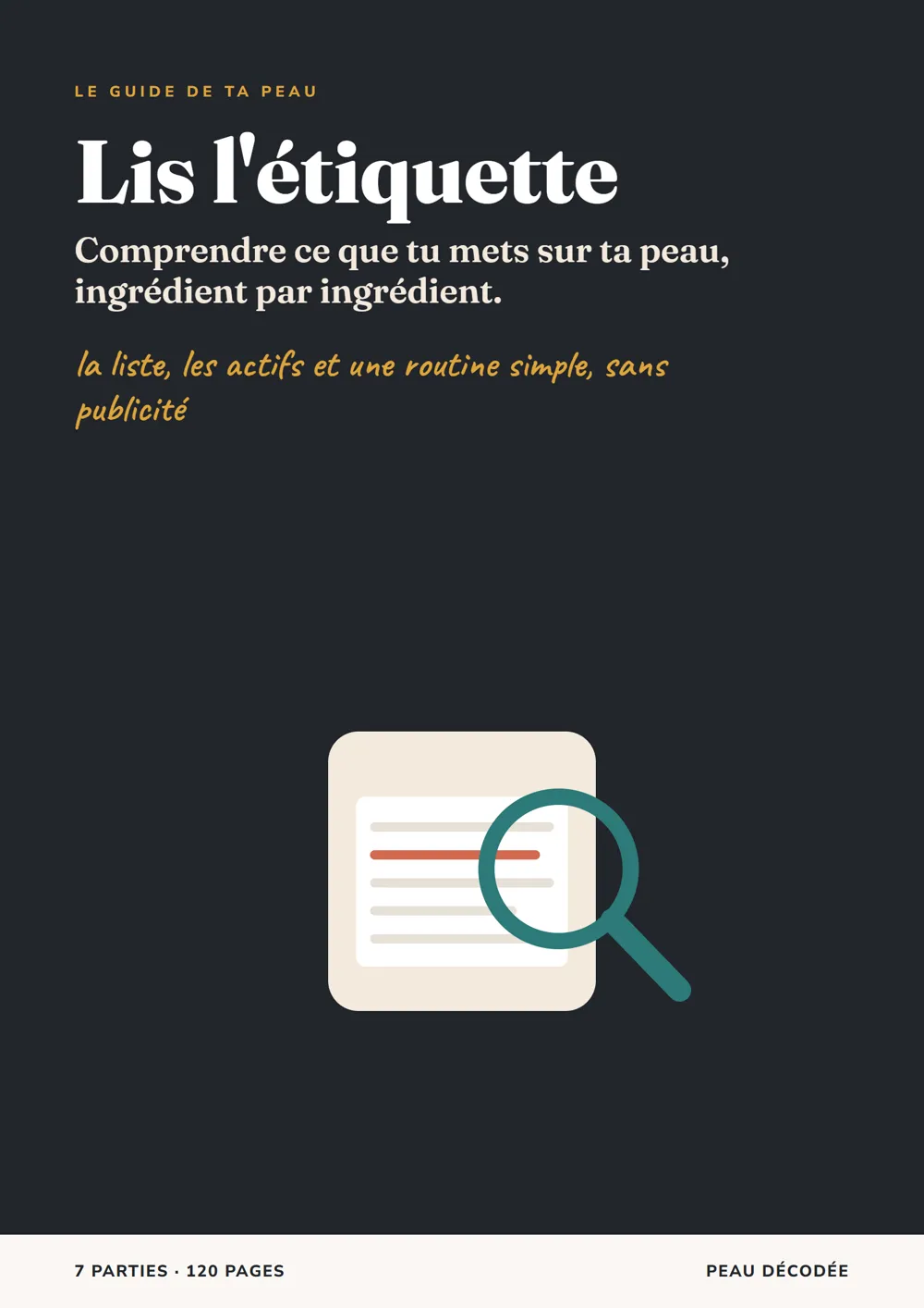 Couverture du guide Lis l’étiquette, Peau Décodée